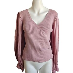 By Anthropologie Twofer Faux-Wrap‎ Sweater Sz Large